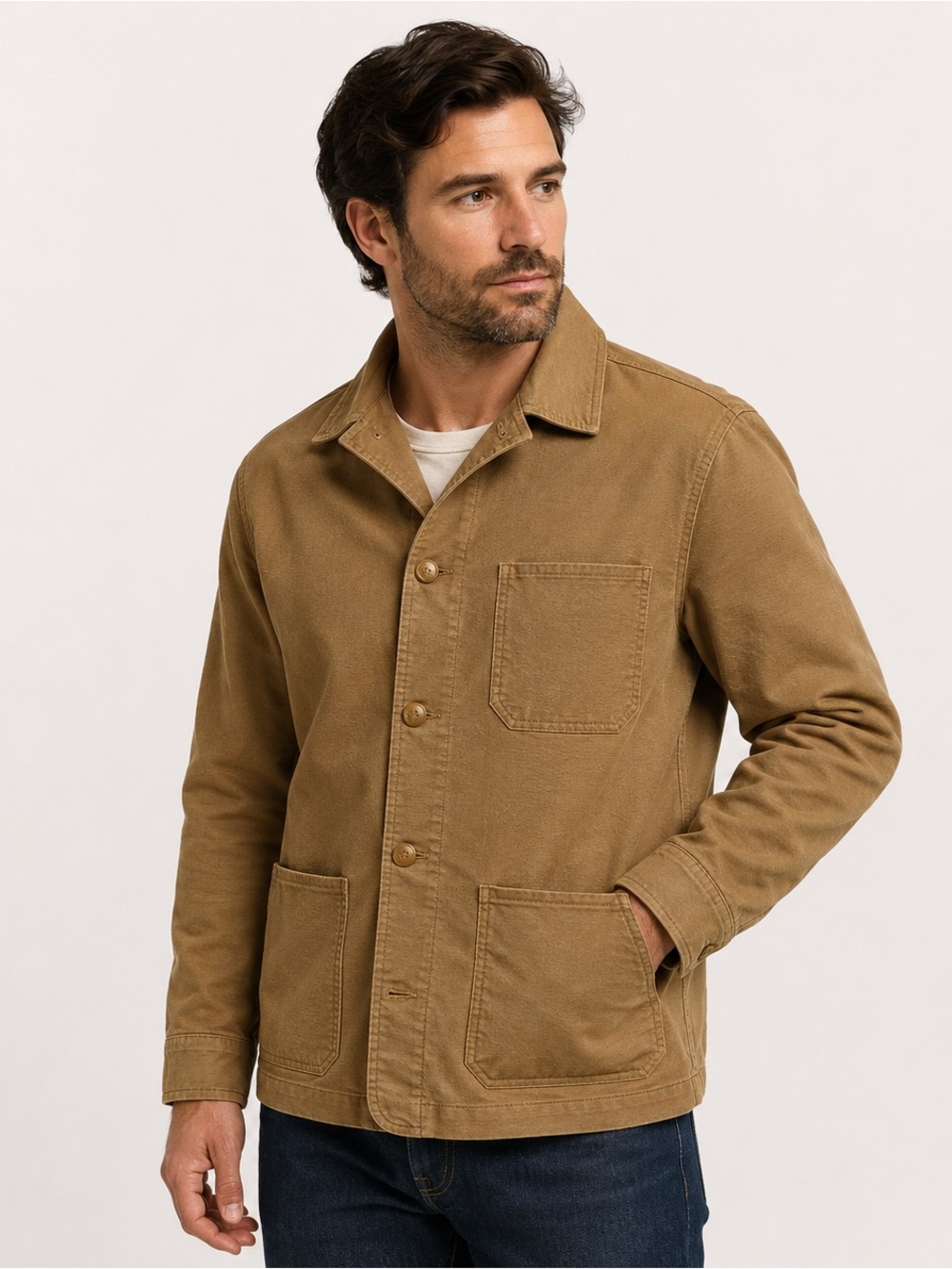 Taylor Stitch Ojai Jacket Mens 40 Medium Tobacco Brown Organic Cotton Chore - Picture 1 of 12